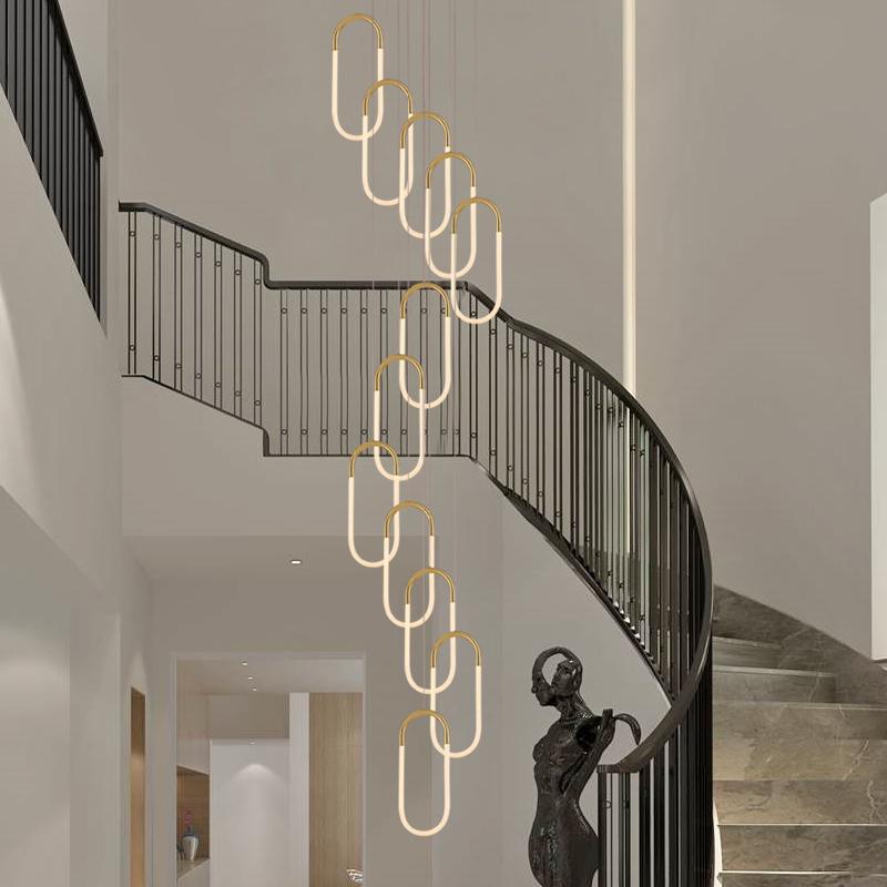 Изображение товара: FANPINFANDO Gold Medern подвесные светильники современный дизайн зал спираль лестница подвесной светильник Лофт подвесной светильник Внутреннее освещение