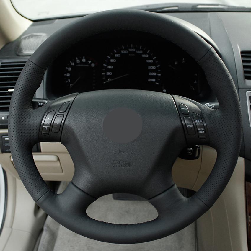 Изображение товара: Ручная работа черная искусственная кожа Противоскользящий чехол рулевого колеса автомобиля для Honda Accord 7 2003-2007 Odyssey 2005-2010