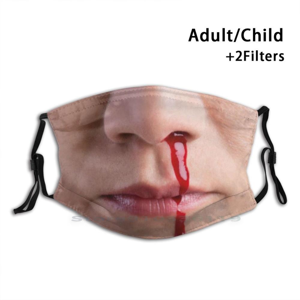Изображение товара: Забавная маска для Хэллоуина с принтом крови, многоразовый фильтр Pm2.5, «сделай сам», маска для рта, детская маска для крови, носа, розовых губ, улыбки, кровотечения