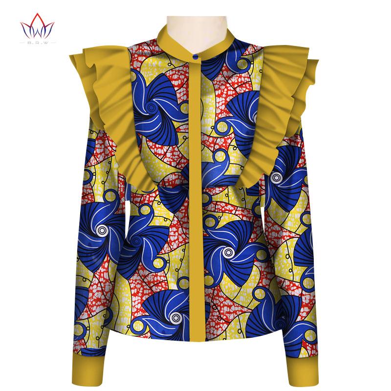 Изображение товара: Осень 2020, африканская одежда для женщин, Дашики с оборками и длинными рукавами, африканская одежда, стандартная африканская одежда WY5010