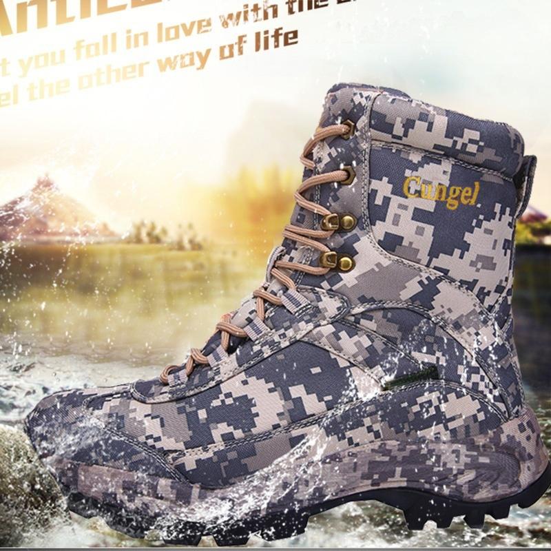 Изображение товара: Уличная тактическая спортивная мужская обувь, водонепроницаемая походная обувь, мужские уличные зимние охотничьи ботинки, горная обувь, мужские армейские ботинки