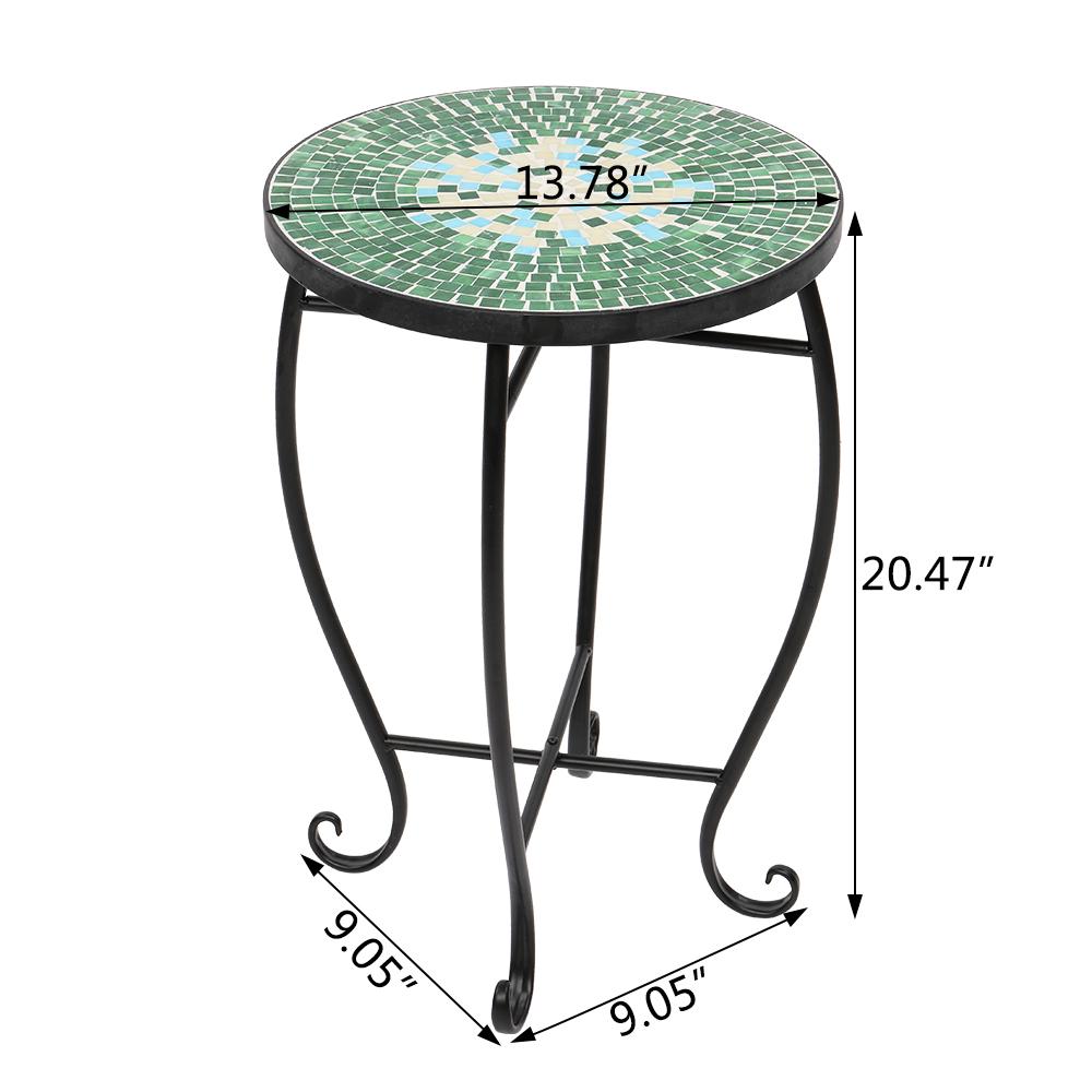 Изображение товара: Металлическая стойка для цветов, наружные круглой формы, мозаичное витражное стекло, зеленая поверхность, подставка для цветочного горшка в наличии