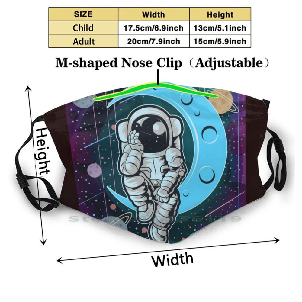 Изображение товара: Милая моющаяся забавная маска для лица с фильтром для взрослых и детей, космос, планеты, научные инвадеры, солнце, луна