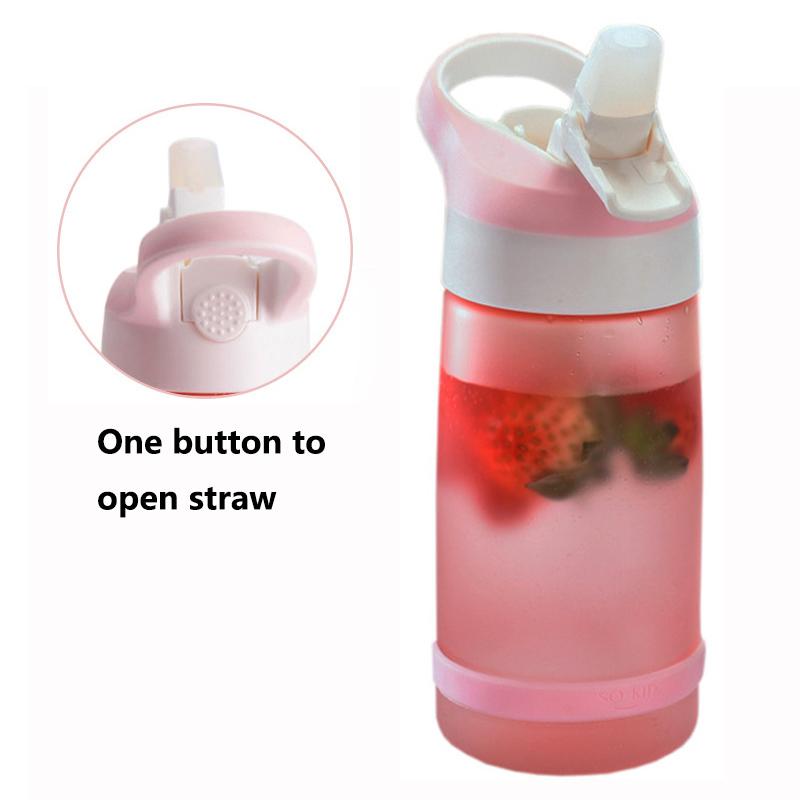Изображение товара: Креативная портативная соломенная пластиковая бутылка для воды с матовой текстурой с ветровым цветком для девочек, студентов, детей, на открытом воздухе, Герметичная Бутылка Для Воды