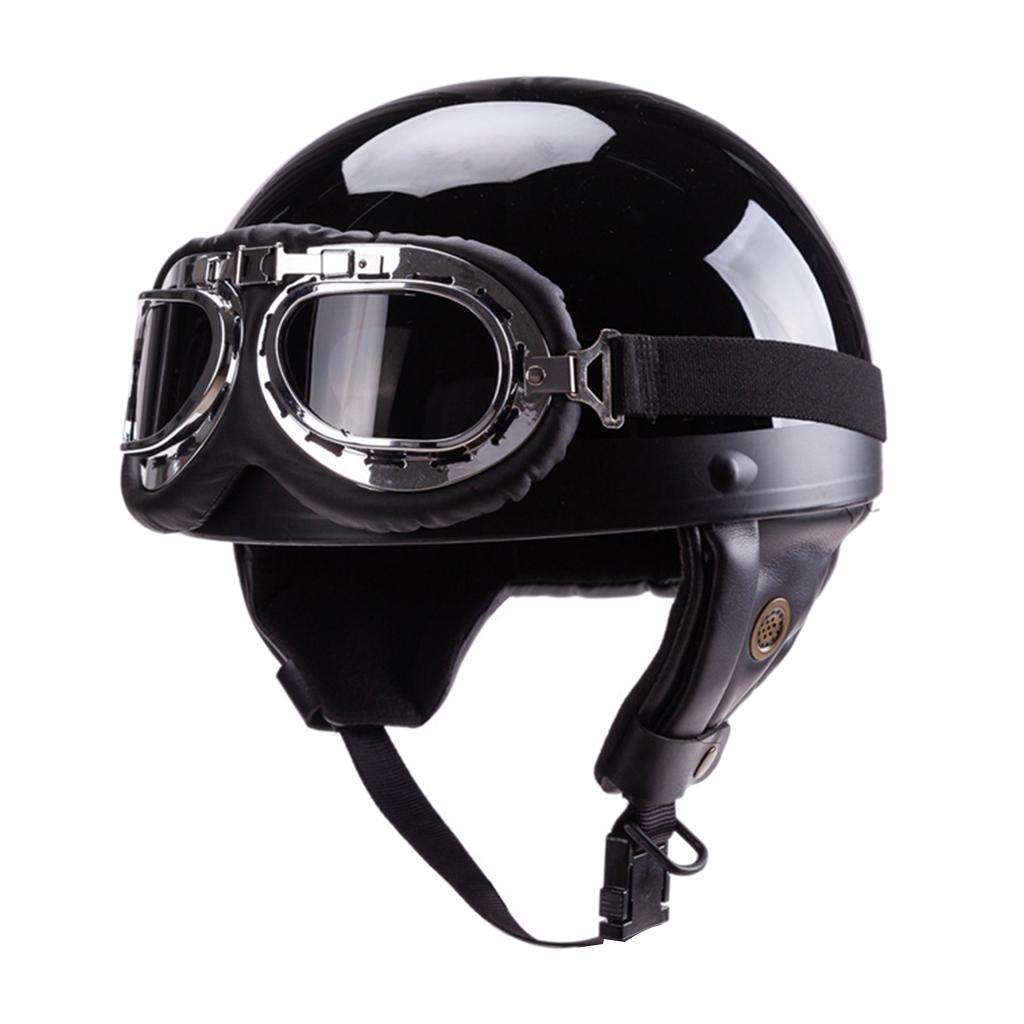Изображение товара: Мотоциклетный шлем в немецком стиле из искусственной кожи с полулицевой поверхностью для байкеров-пилотов с очками