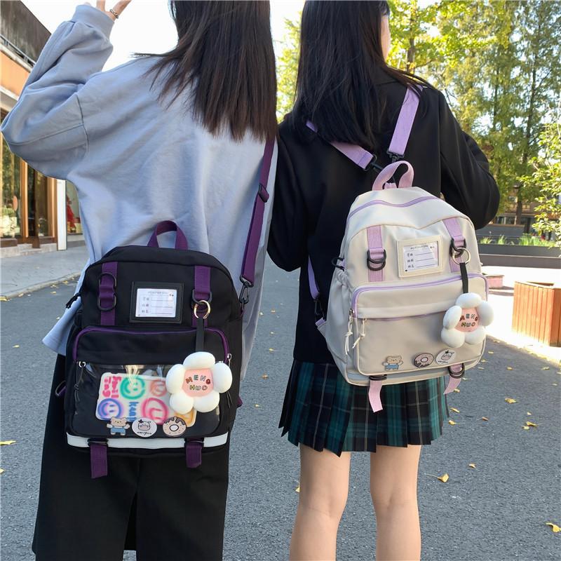 Изображение товара: Корейская версия японского двойного использования, школьный ранец, простой женский рюкзак для студентов колледжа, милая и вместительная сумка, классная сумка