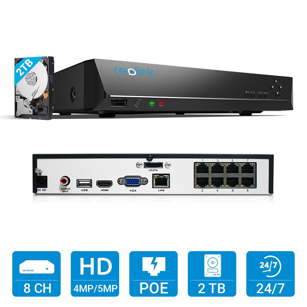 Изображение товара: Reolink комплект наружного видеонаблюдения HD 8ch PoE NVR 4 шт ip-камеры с питанием по PoE 2 ТБ HDD IP66 RLK8-520B2D2 5MP