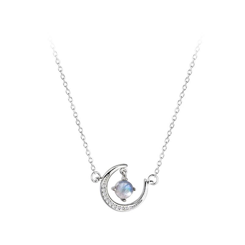Изображение товара: Ожерелья с Лунной звездой, подвески с лунным камнем для женщин, модные ювелирные изделия, посеребренный чокер, дизайн, подарок на вечеринку, цепочка, ожерелье