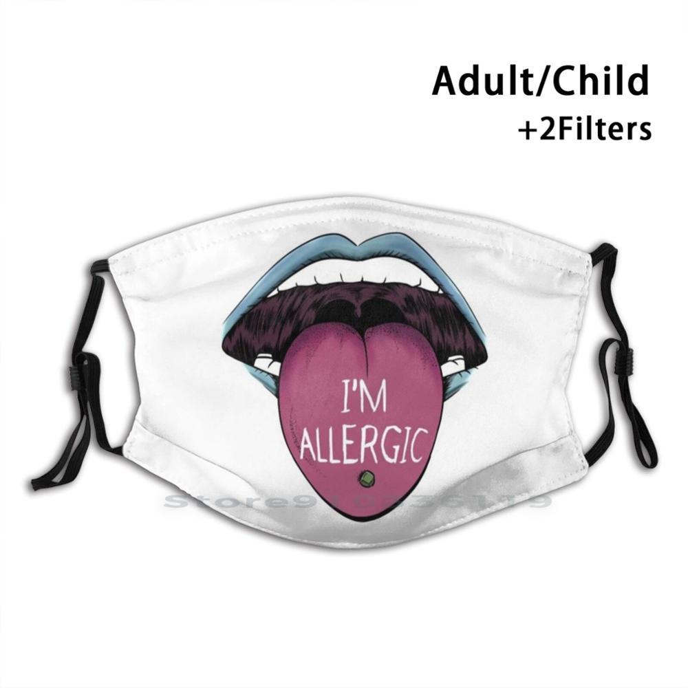 Изображение товара: I'M аллергический рот печати многоразовые Pm2.5 фильтр Сделай Сам рот Маска Дети язык сасальный слоган Графический пирсинг рот