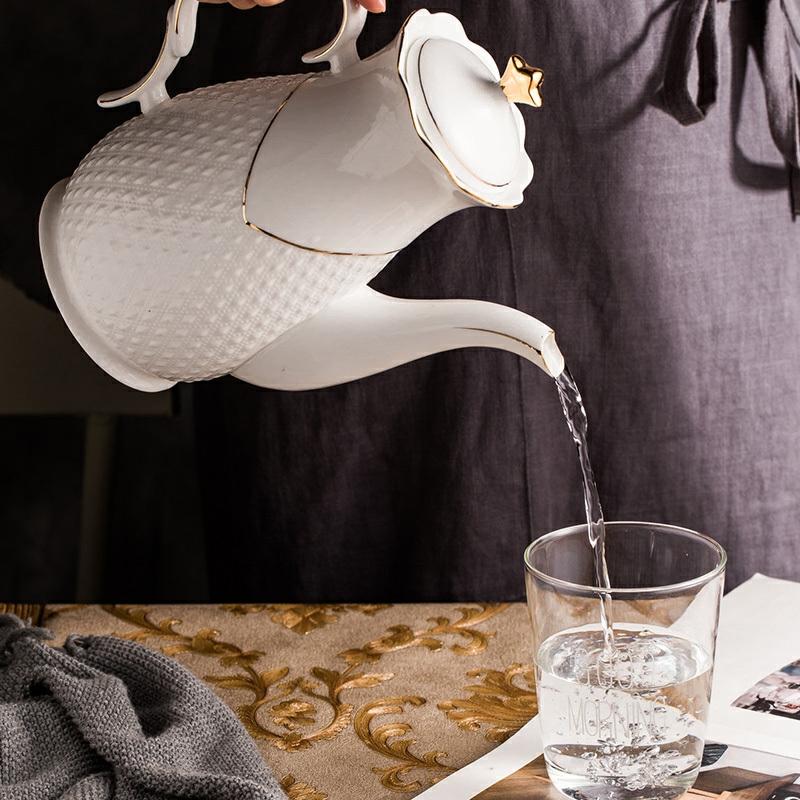 Изображение товара: Керамический Европейский чайник для холодной и холодной воды, домашний чайник среднего и большого размера, термостойкий, с фильтром большой емкости, одинарный чайник, кофейник
