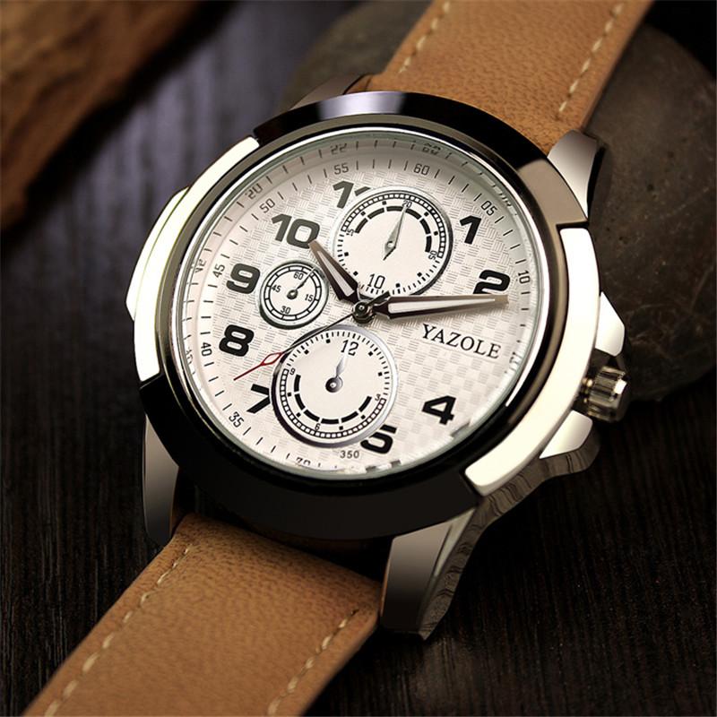 Изображение товара: YAZOLE Креативные мужские спортивные часы водонепроницаемые Модные Повседневные Мужские кварцевые наручные часы reloj hombre большой циферблат студенческие часы подарок