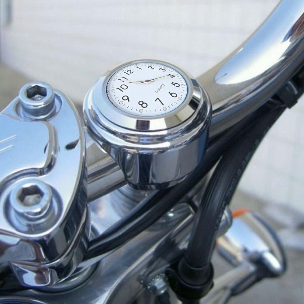 Изображение товара: Водонепроницаемый светящийся 22/25 мм мотоцикл велосипед крепление на руль циферблат Кварцевые часы для Harley Honda Yamaha SUZUKI черный серебристый