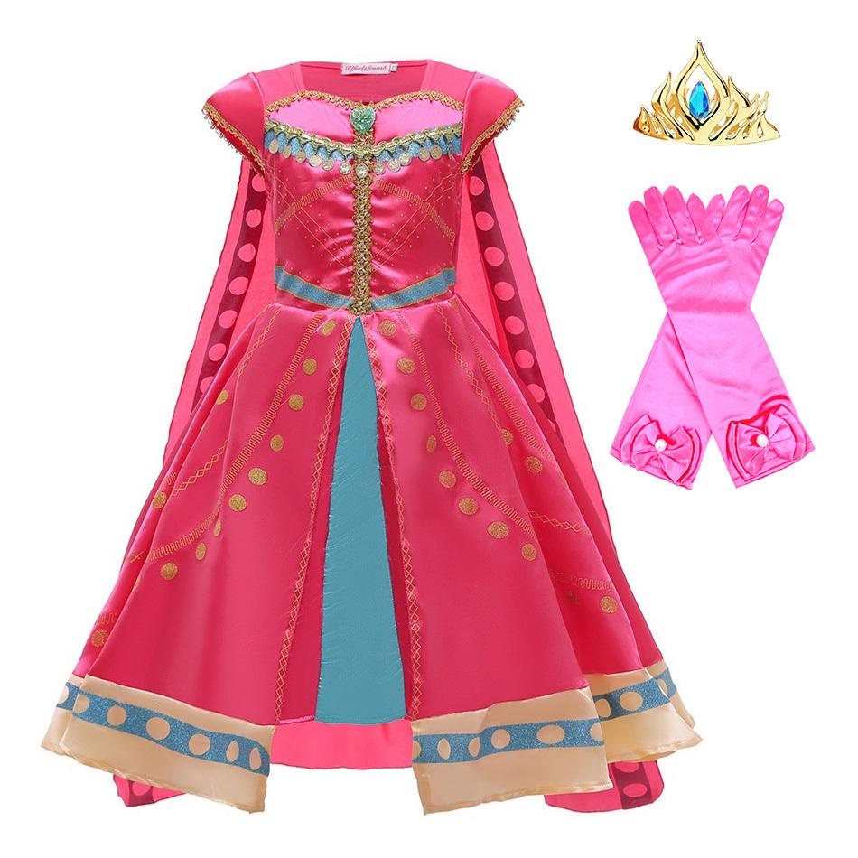 Изображение товара: Костюм Арабской принцессы для девочек, для Хэллоуина, Аладдина, розы, жасмина, накидка, Детская Карнавальная одежда