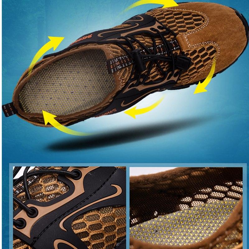 Изображение товара: Дышащие сетчатые мужские тактические походные туфли, уличная Нескользящая прочная обувь для треккинга и скалолазания, мужские Сникерсы для восхождения