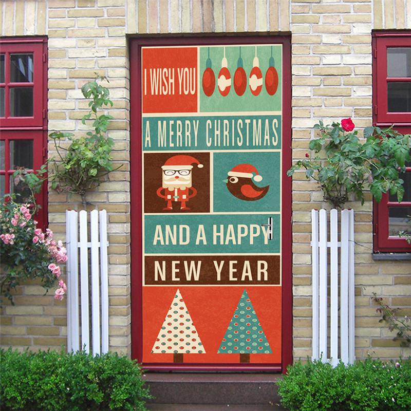 Изображение товара: Рождественская наклейка на дверь, виниловая Роспись «сделай сам» для гостиной, снеговика, Рождества, украшение на стену, спальни, коридора, роспись, домашний декор 2022