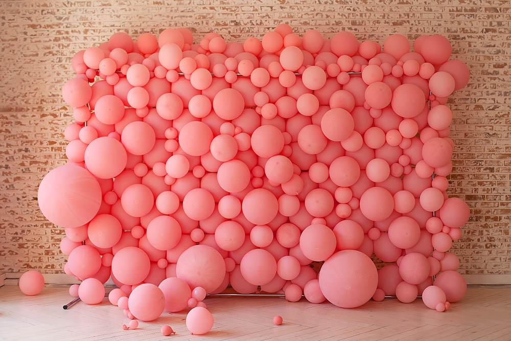 Изображение товара: Фотофон Mehofond с изображением розовых воздушных шаров для детского дня рождения, кирпичной стены