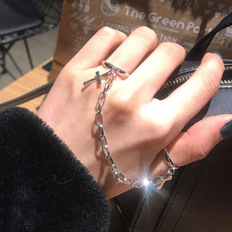 Изображение товара: Новое посеребренное кольцо в стиле ретро панк хип-хоп с крестом, регулируемые кольца для рук, ювелирные изделия, подарок для мужчин и женщин, кольцо унисекс