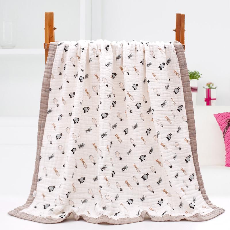 Изображение товара: Супермягкое хлопковое муслиновое одеяло, 6 слоев, пеленка для малышей, летнее одеяло для коляски, банное полотенце, детское одеяло