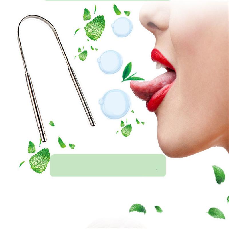 Изображение товара: Скребок для рта из нержавеющей стали 1 шт., очиститель для зубов, свежесть дыхания, зубная щетка для гигиены полости рта