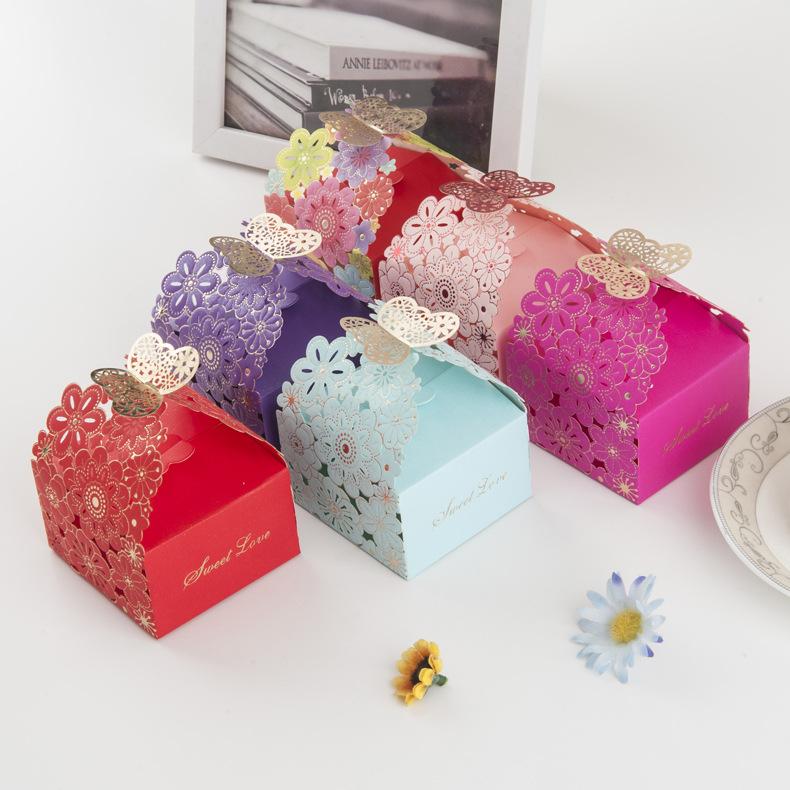 Изображение товара: 100 шт./компл. Подарочная коробка с бабочками для свадьбы, помолвки, вечерние праздники, день рождения, конфеты, подарочная коробка