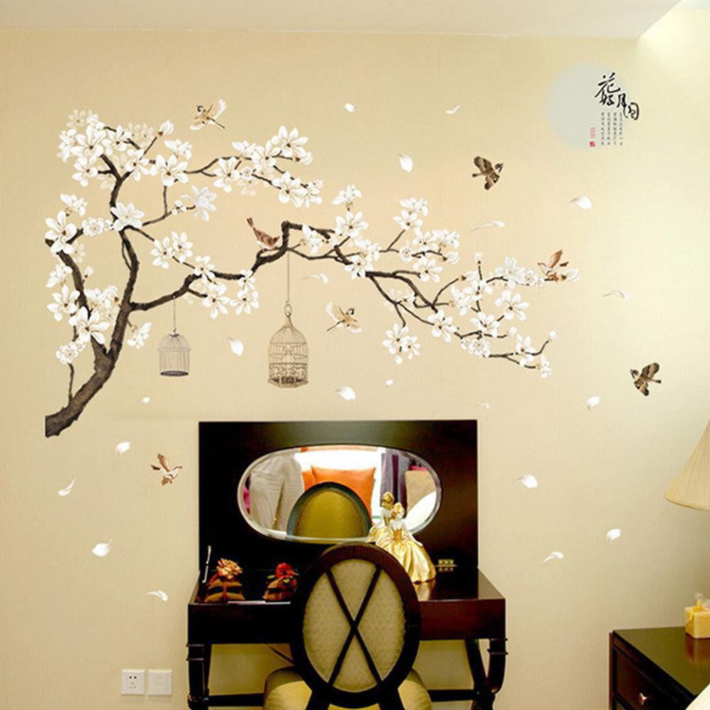 Изображение товара: 187x128 см Большой размер дерево наклейки на стену с изображением птиц цветок домашний декор обои для гостиной спальни DIY украшения комнат