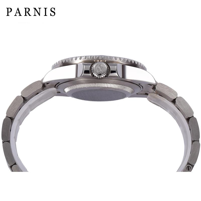 Изображение товара: Мужские механические Автоматические часы PARNIS, Miyota 8215, мужские часы с браслетом из нержавеющей стали, автоматические часы 2019