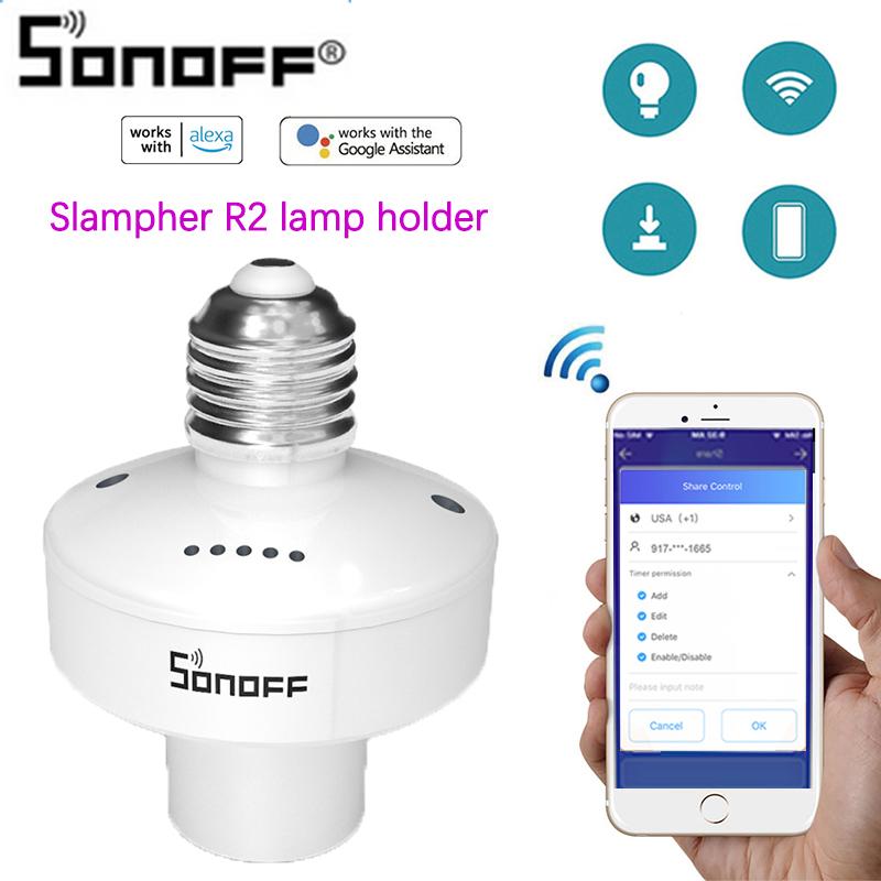 Изображение товара: Умный держатель для лампы SONOFF Slampher R2 E27 WiFi подставка для лампы для умного дома через SONOFF RM433 пульт дистанционного управления для Alexa Google Home