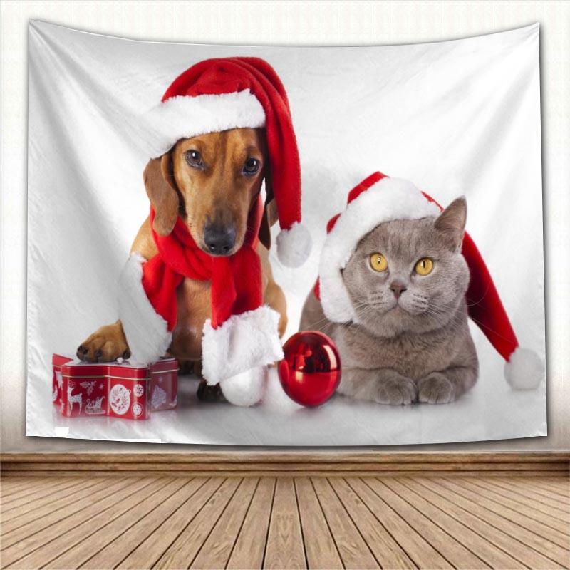 Изображение товара: Красивый Рождественский гобелен для кошек, собак, домашних животных, настенный тканевый гобелен, художественное украшение для дома, ковры для сна, Настенный декор для спальни