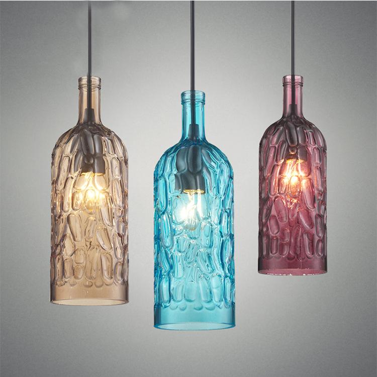 Изображение товара: Современная Простая цветная стеклянная люстра для винных бутылок, креативная Люстра для кофе, бара, одноконечная Люстра для ресторана