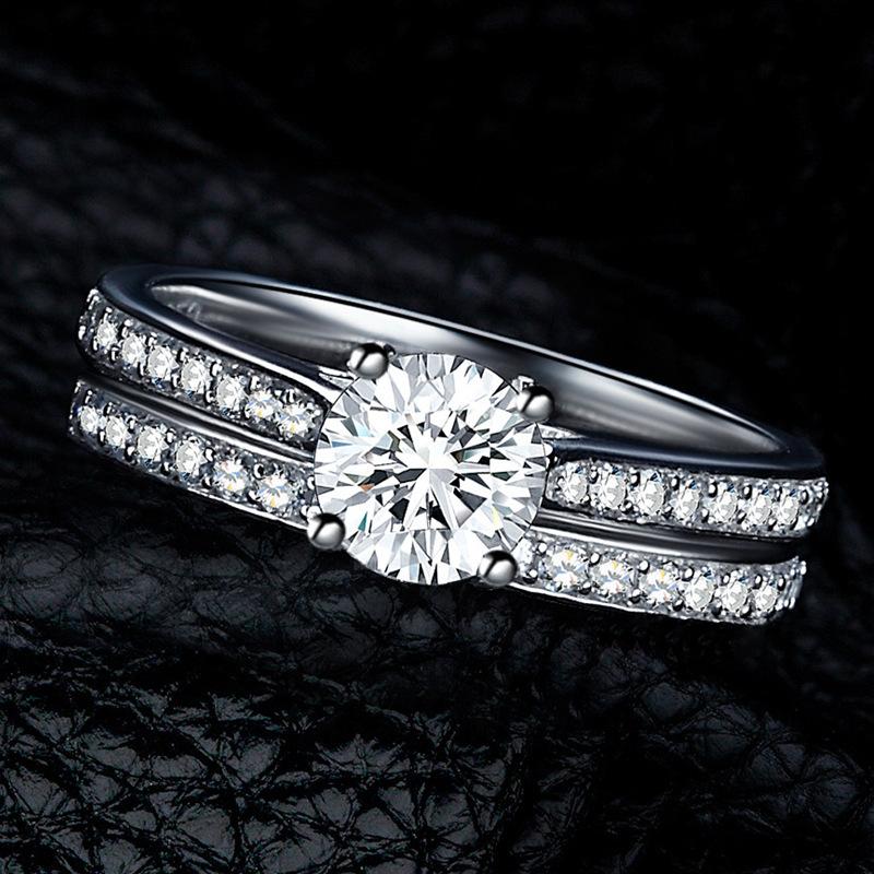 Изображение товара: Роскошные свадебные дизайнерские модные серебряные большие циркониевые кольца с кристаллами для женщин, обручальные ювелирные изделия, Подарочные Кольца