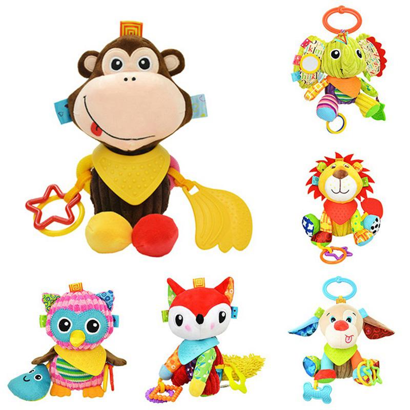 Изображение товара: Детские игрушки, погремушки, плюшевые, 6 видов, детские погремушки игрушки, колокольчики в виде животных, Обезьяна/лев/сова