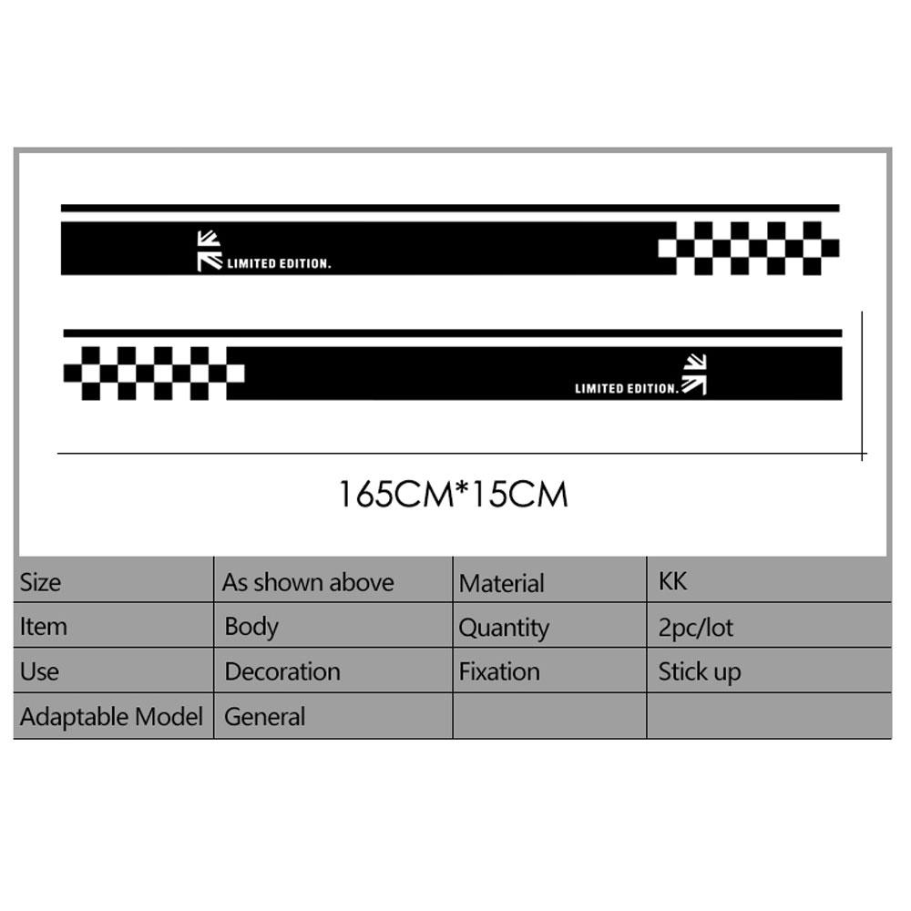 Изображение товара: Наклейки на боковую юбку автомобиля, виниловые наклейки на боковую дверь порог дверь, для MINI Cooper R50, R52, R53, R56, R57, R58, R59, 1 пара