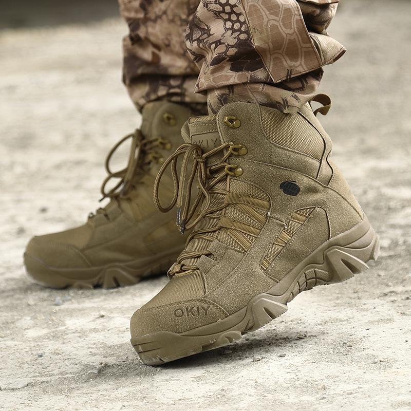 Изображение товара: Зимние мужские ботинки в стиле милитари; Качественные тактические ботинки в стиле пустыни; Армейские рабочие ботинки в американском стиле; Кожаные зимние ботинки; 569