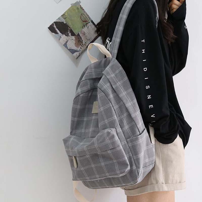 Изображение товара: Модная школьная сумка для девушек, повседневный новый простой женский рюкзак в полоску для книг, дорожные сумки на ремне для подростков