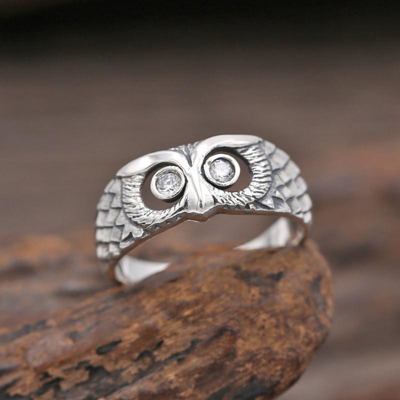 Изображение товара: Кольцо на палец с отверстиями в Корейском стиле, женское мини-кольцо с изображением совы, милое круглое кольцо с изображением совы, простые кольца с хвостом