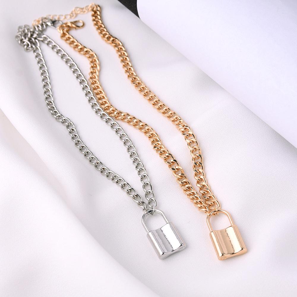 Изображение товара: Ожерелья HebeDeer с замком, ювелирные изделия, чокер для влюбленных, модное женское винтажное ожерелье серебряного цвета, цепочка для женщин, колье