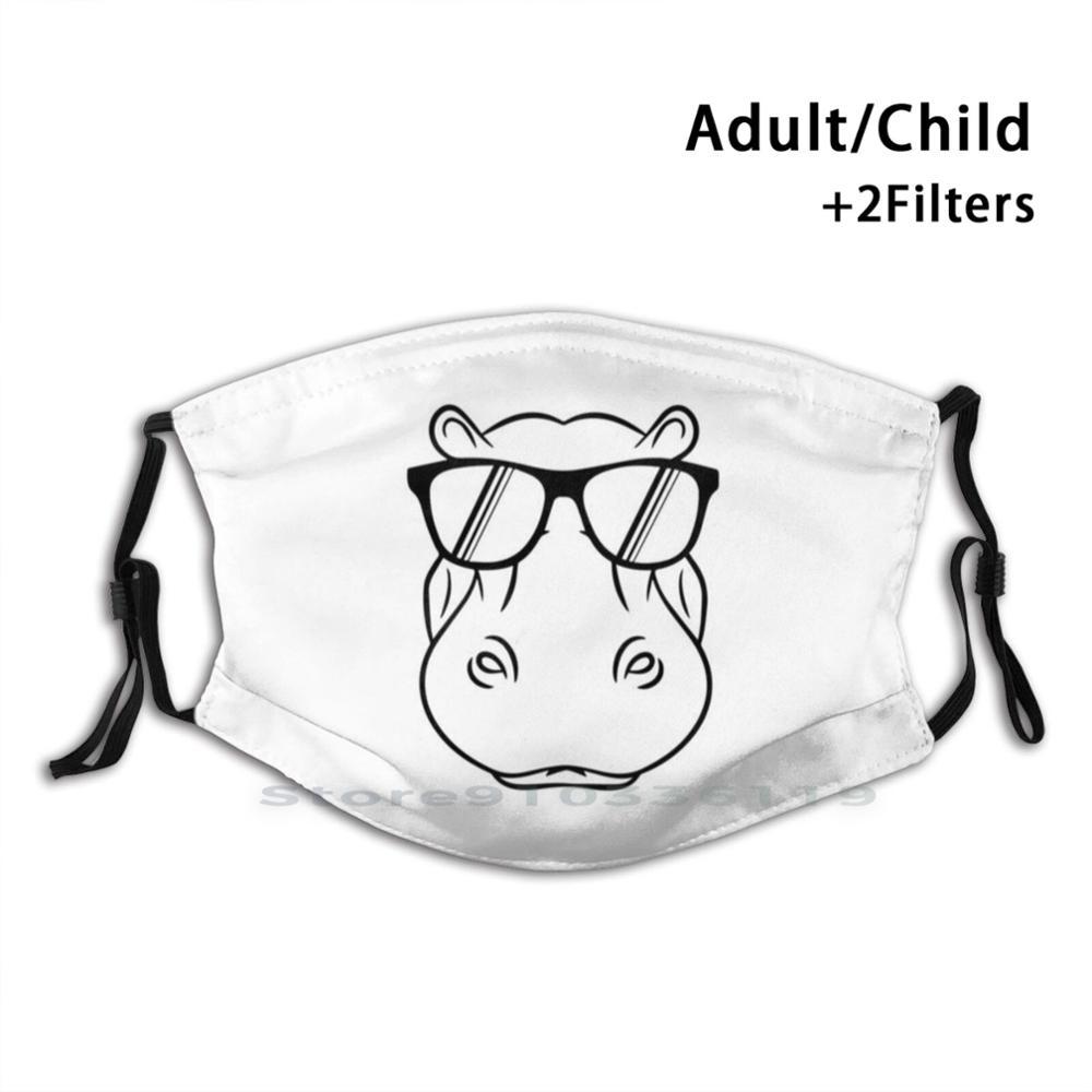 Изображение товара: Прохладный Бегемот Cute W/солнцезащитные очки дизайн анти-Пылевой фильтр смываемая маска для лица, классная детская одежда Бегемот Прохладный Бегемот