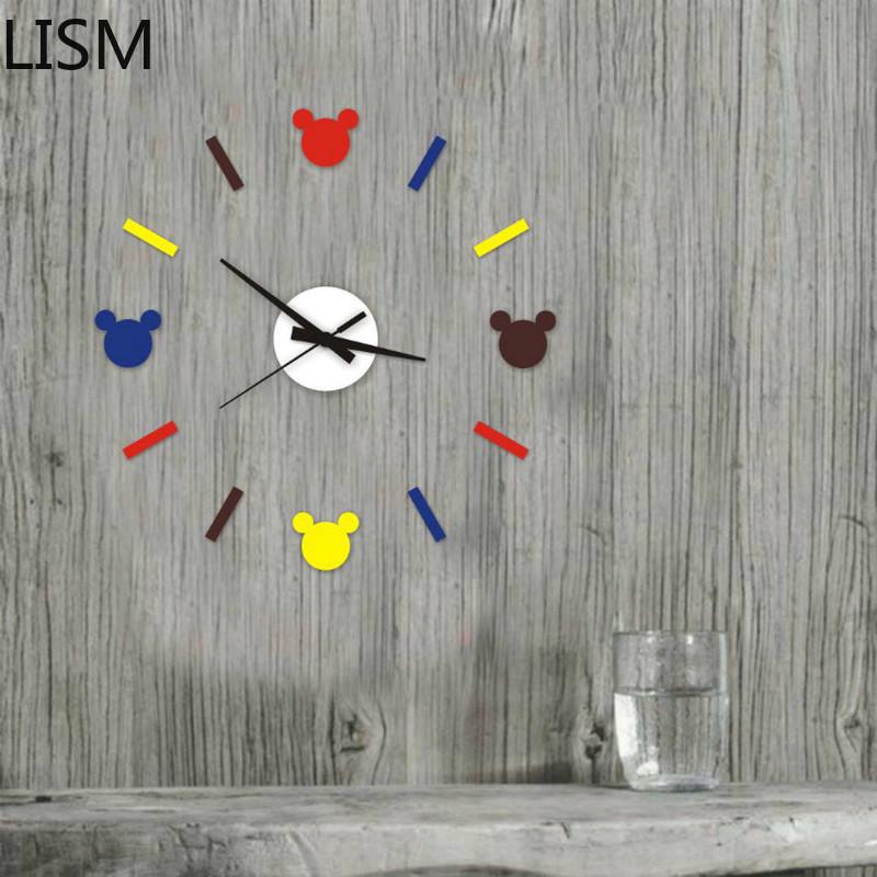 Изображение товара: Настенные часы для детей, бесшумные художественные часы, скандинавские простые современные креативные бесшумные настенные часы для детской комнаты, Мультяшные настенные часы для детского сада