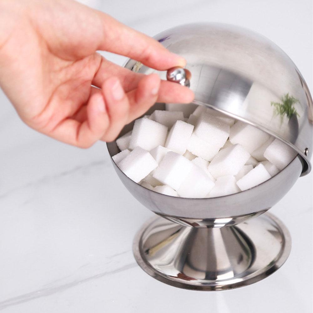 Изображение товара: Stainless Steel Home Seasoning Bottle Sugar Bowl Tank Spherical Condiment Jar Food Storage With Rotatable Lid Kitchen