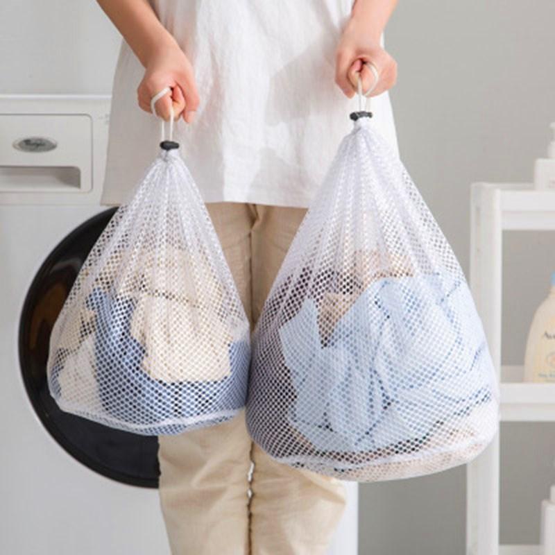 Изображение товара: Уплотненная сумка для стирки на шнурке с большой емкостью для грязной одежды, простыня для белья, бюстгальтер, сетчатые сумки для стиральной машины