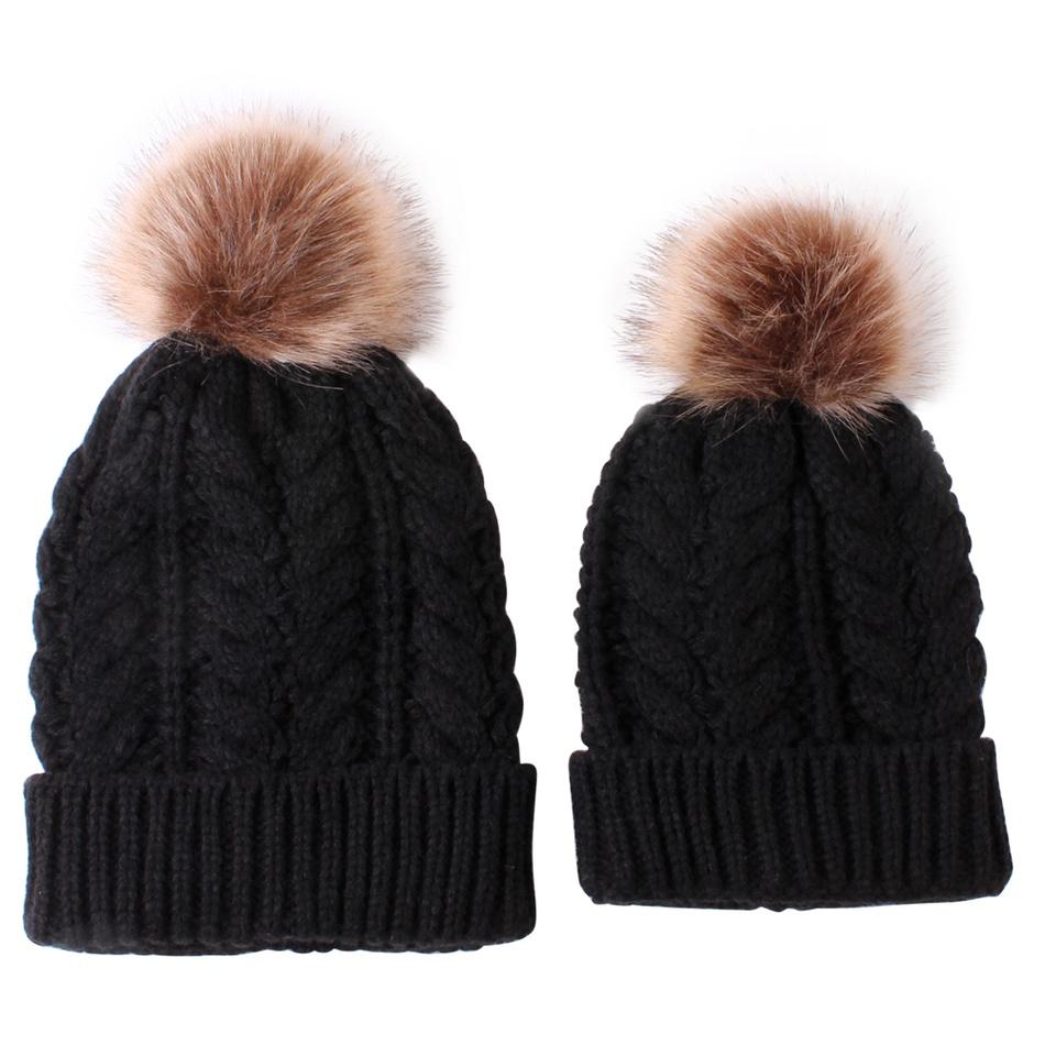 Изображение товара: PatPat 2020 New Arrival Winter Knitted Hair Ball Hats for Mommy and Me Matching Hat Warm and Soft