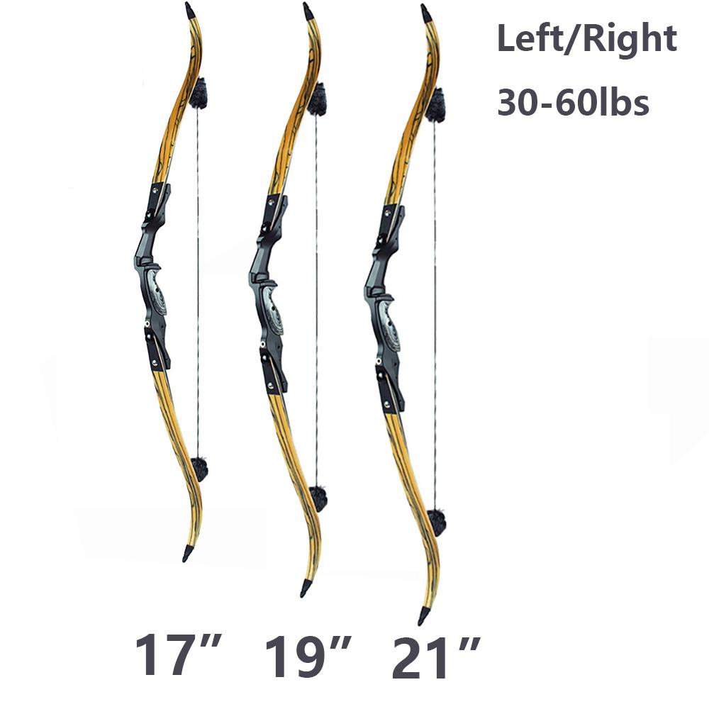 Изображение товара: Американский Рекурсивный лук с левой/правой рукой, 30-60 фунтов, F261, 17/19/21 дюймов, с желтыми конечностями и аксессуаром для стрельбы из лука