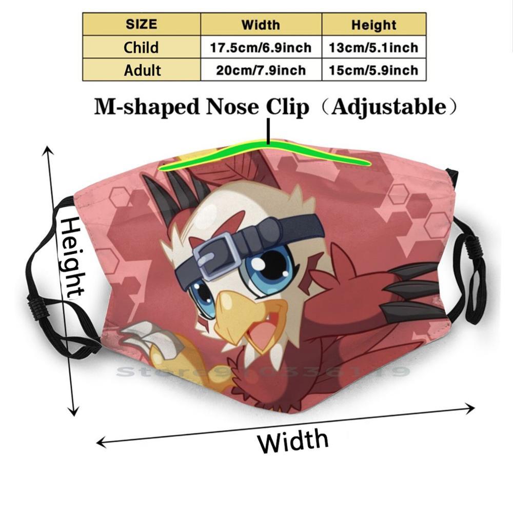 Изображение товара: Пылезащитный фильтр Hawkmon Chibi смываемая маска для лица для детей, Digimon Аниме Манга монстр, милый очаровательный Digimon 02 Digimon Hawk