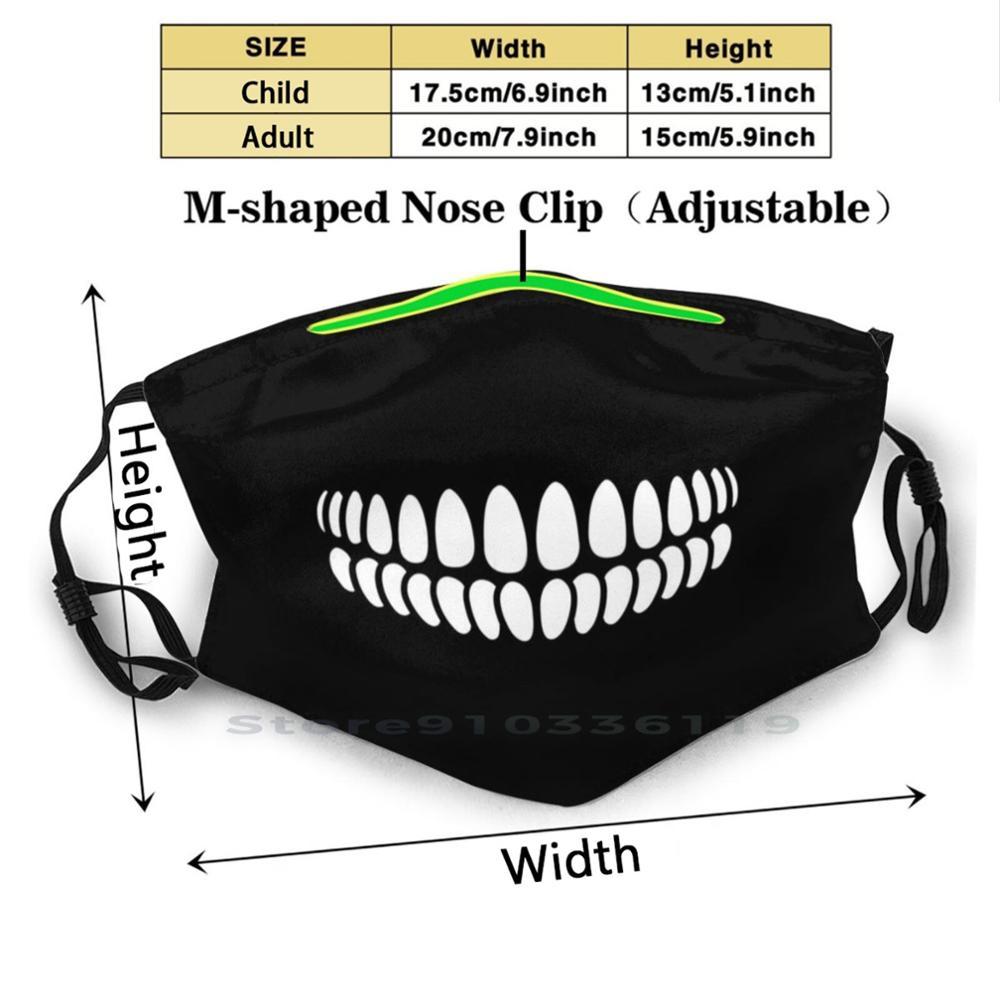 Изображение товара: Маска для лица с фильтром, смешная моющаяся маска с улыбкой, черепом, скелетом, готическим укусом и зубами, для взрослых и детей