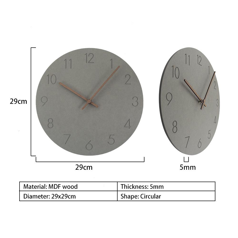 Изображение товара: Европейские деревянные настенные часы 12 дюймов, современный дизайн, простые деревянные настенные часы для гостиной, декоративные бесшумные Подвесные часы, домашние De