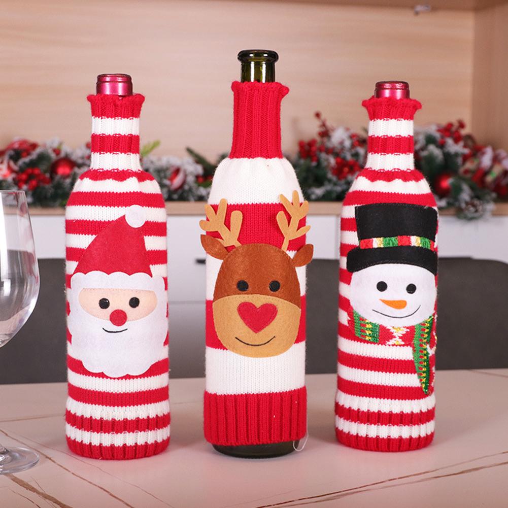 Изображение товара: Новый год Рождество Санта Клаус крышка бутылки вина снеговик чулок держатели Рождественский подарок украшения для дома