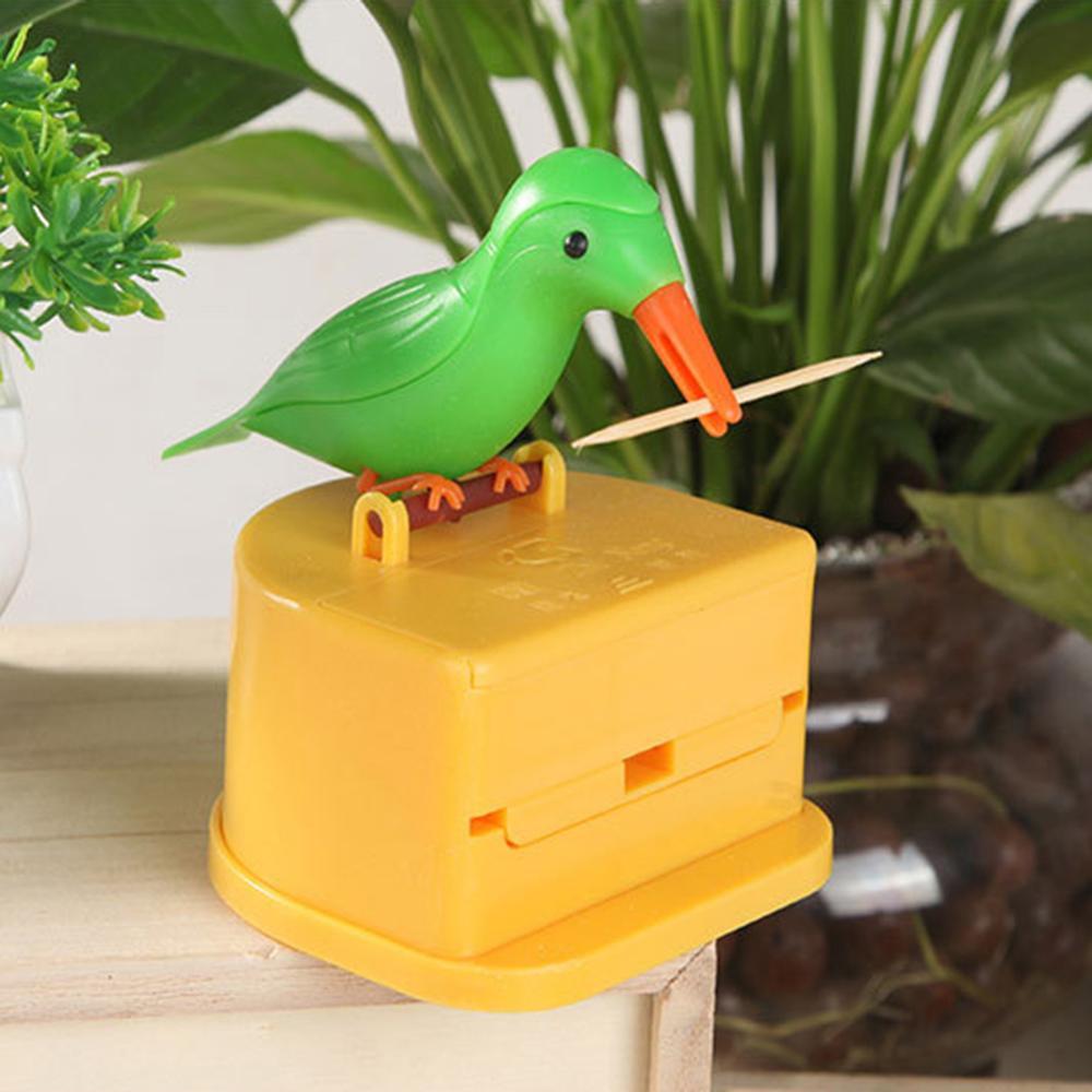 Изображение товара: Коробка для хранения Funny Bird контейнер для зубочисток, автоматические Диспенсер Для Зубочисток украшения для дома, настольные украшения