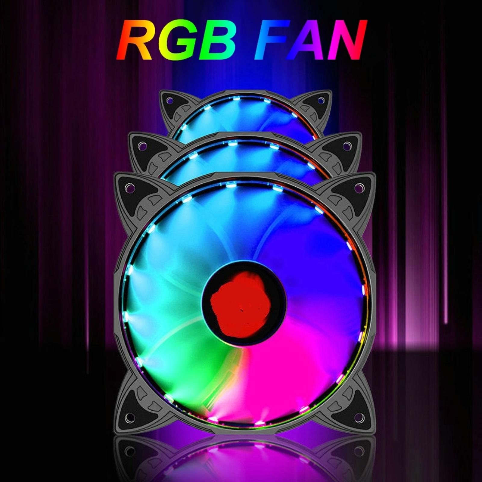 Изображение товара: RGB-подсветка 120 мм, двойной бесшумный компьютерный чехол для ПК, регулируемый вентилятор охлаждения, RGB пульт дистанционного управления