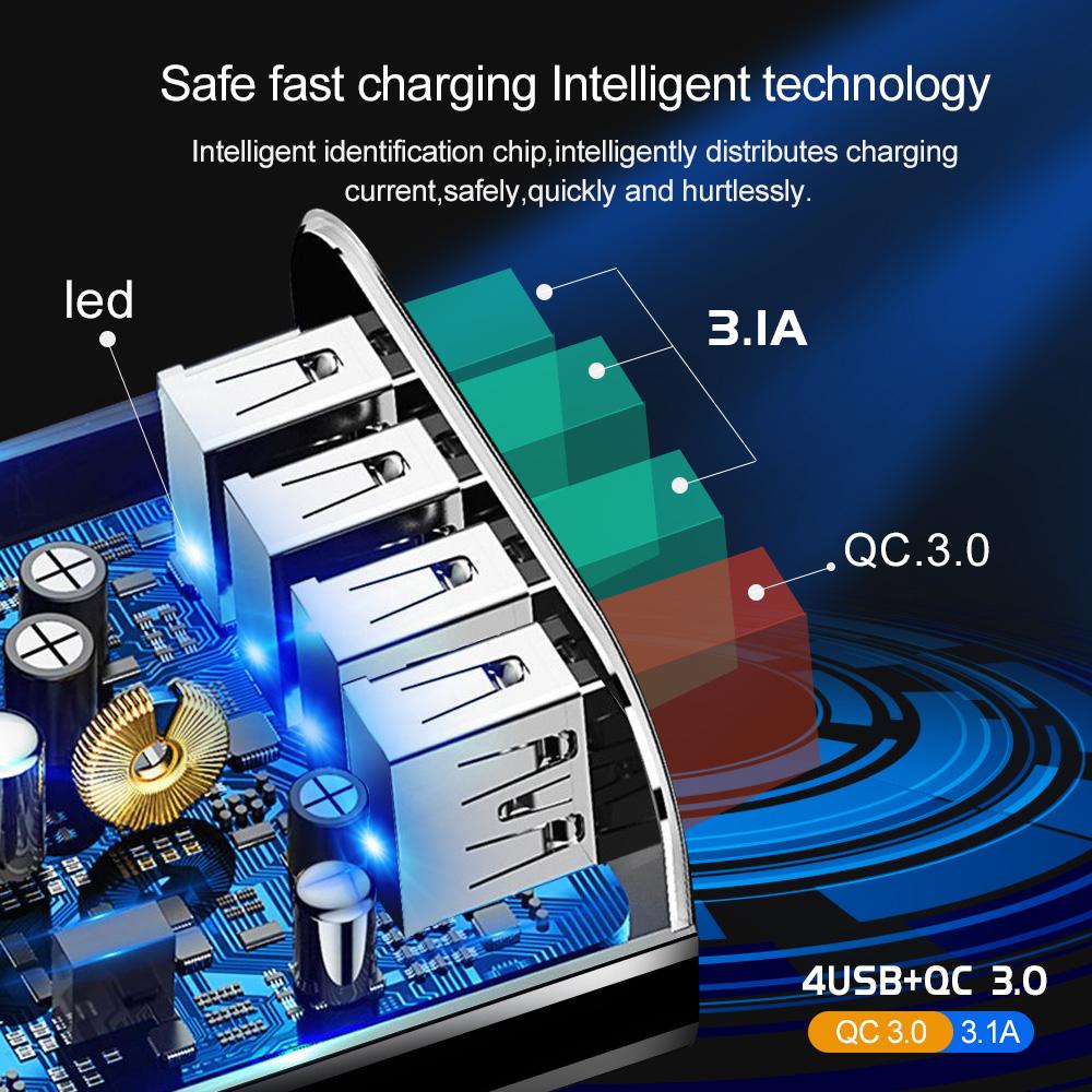 Изображение товара: OLAF Быстрая зарядка 3,0 USB зарядное устройство для iPhone X 4 порта адаптер зарядное устройство для Samsung A50 A70 48 Вт QC 3,0 быстрое зарядное устройство