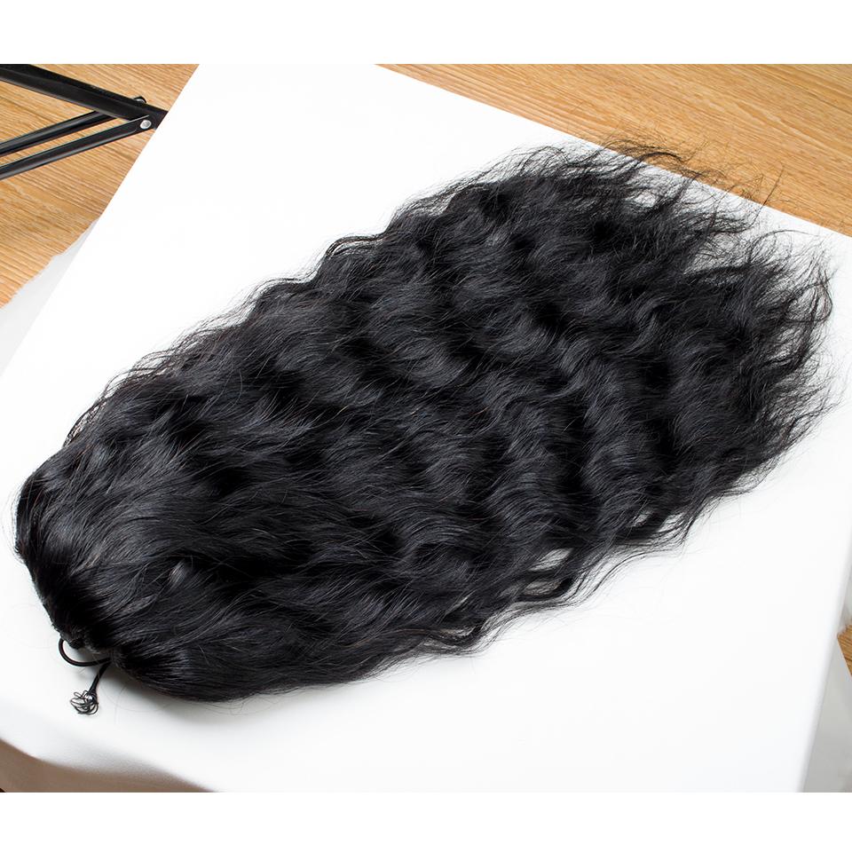 Изображение товара: Aliballad холодная волна конский хвост из натуральных волос бразильский с афро зажимом для наращивания 4 гребня Реми Натуральный волнистый конский хвост
